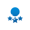 A blue circle with four stars in it