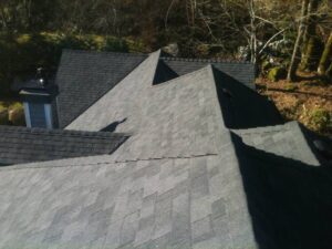 A roof that has been covered in shingles.