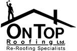 A black and white logo of a roof